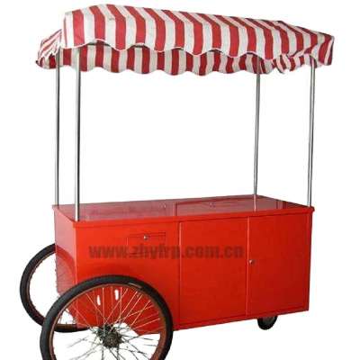 Four Wheels Outdoor Fiberglass Hand Trolley Cold Drinks Vending Carts